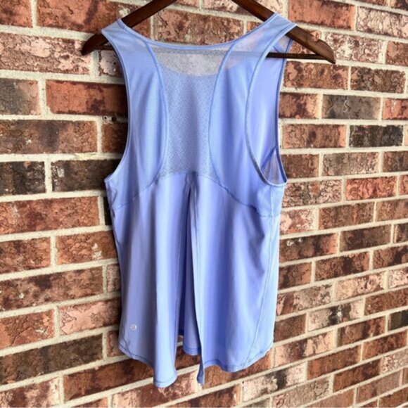 Lululemon  *  Sculpt Tank Tie Back Hydrangea Blue EUC Mesh - Picture 3 of 12